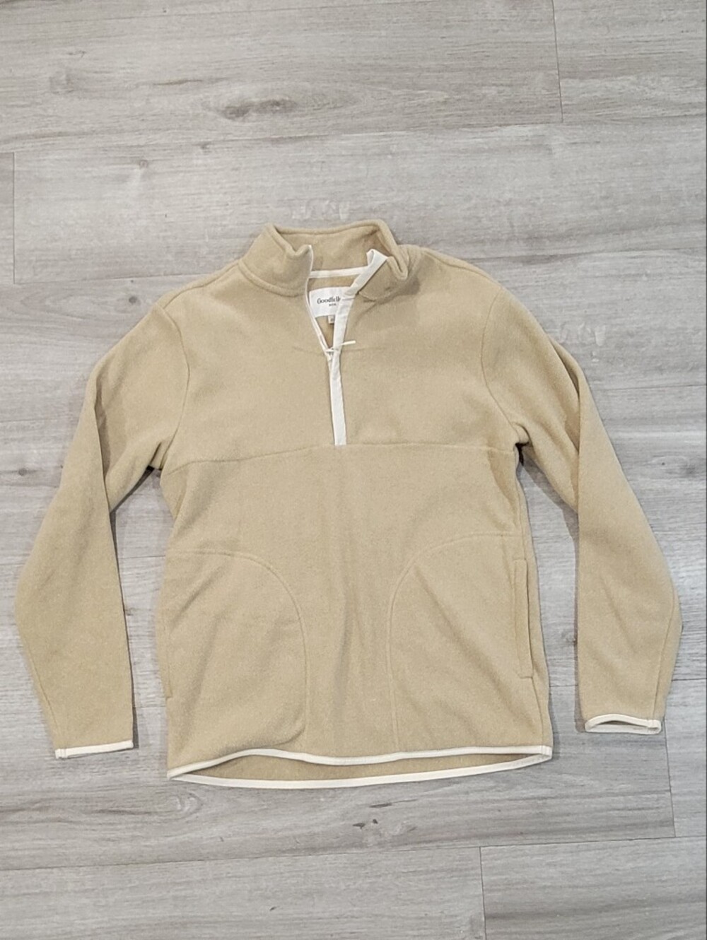 Goodfellow & Co Men's Light Beige Quarter-Zip Fleece Pullover